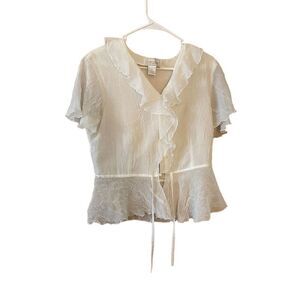 Jordan Cream Flutter Sleeve Peplum Blouse